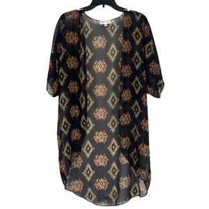 Love Crazy Boho Kimono Black Semi Sheer Long Line Lightweight Size 1X